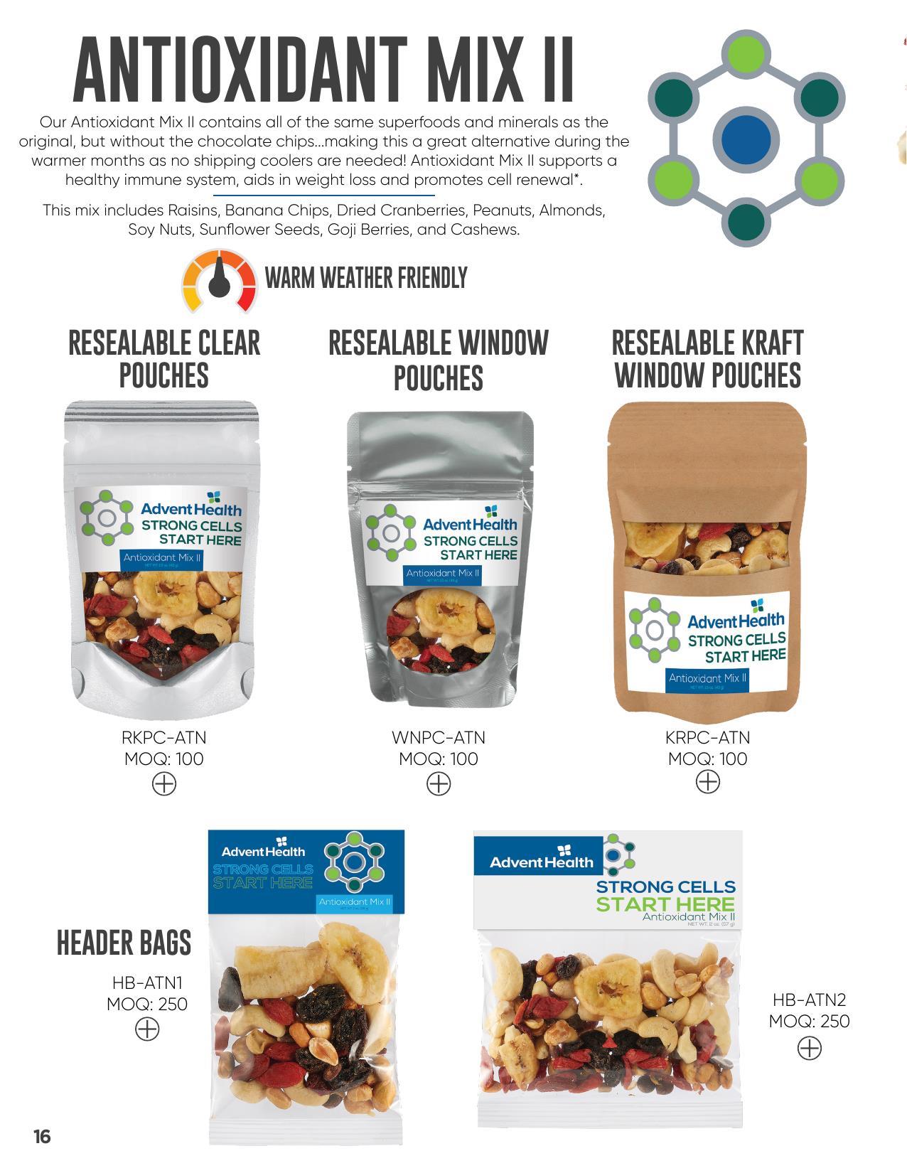 Offering healthy trail mixes and healthy snack alternatives!