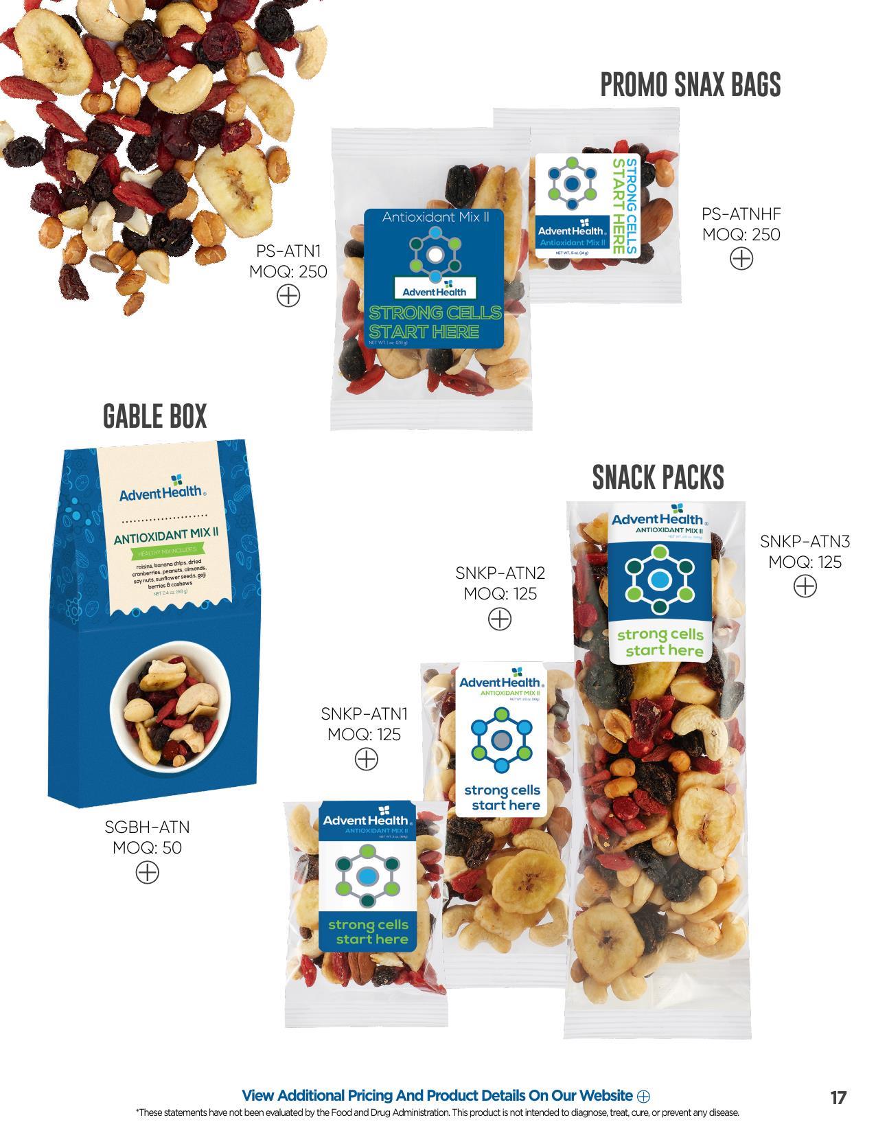 Offering healthy trail mixes and healthy snack alternatives!