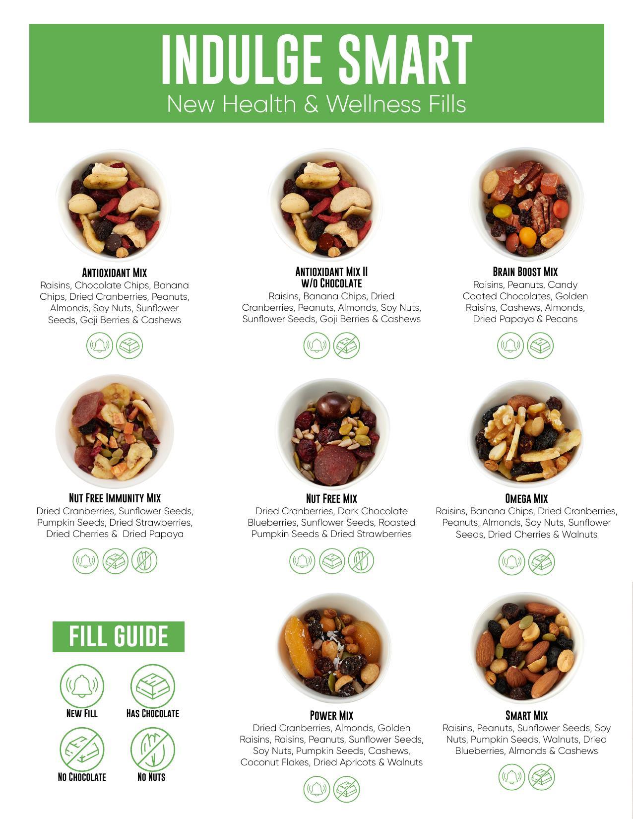 Offering healthy trail mixes and healthy snack alternatives!
