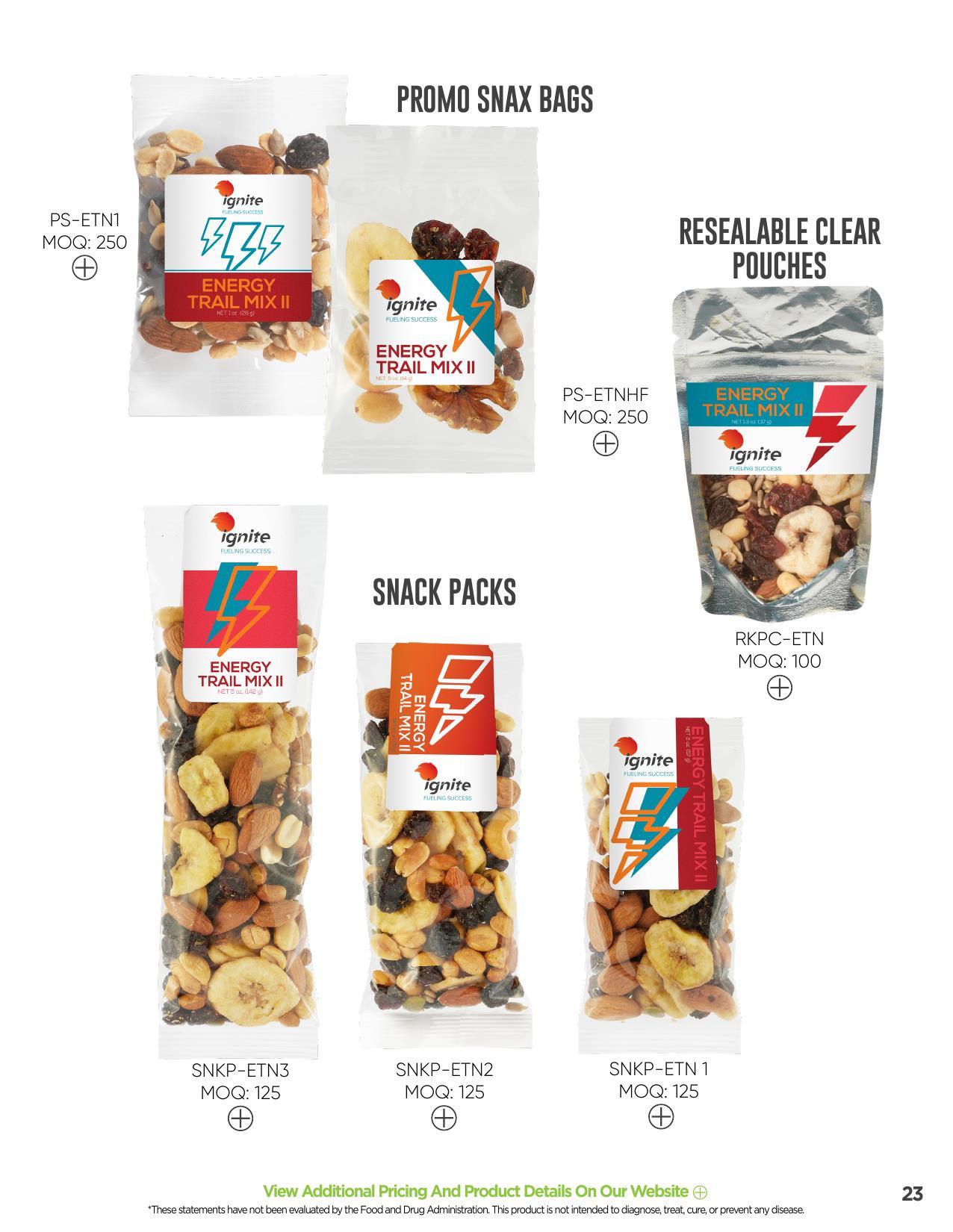 Offering healthy trail mixes and healthy snack alternatives!