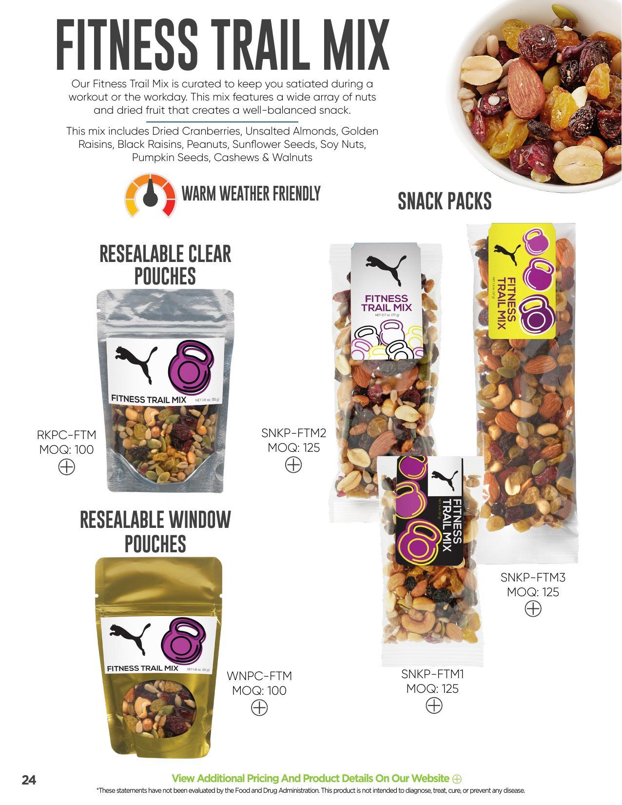 Offering healthy trail mixes and healthy snack alternatives!