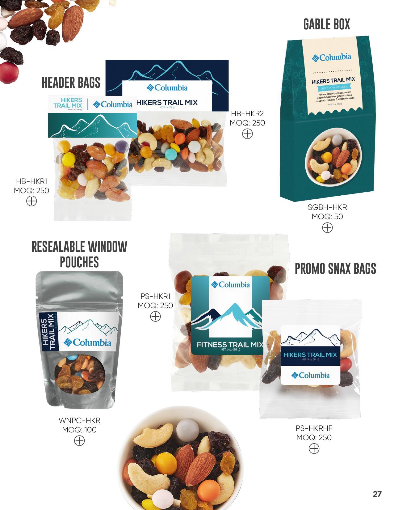 Offering healthy trail mixes and healthy snack alternatives!