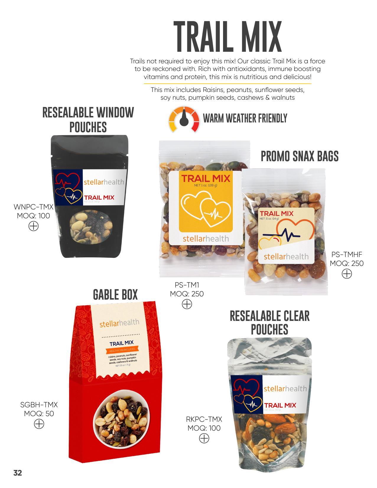 Offering healthy trail mixes and healthy snack alternatives!