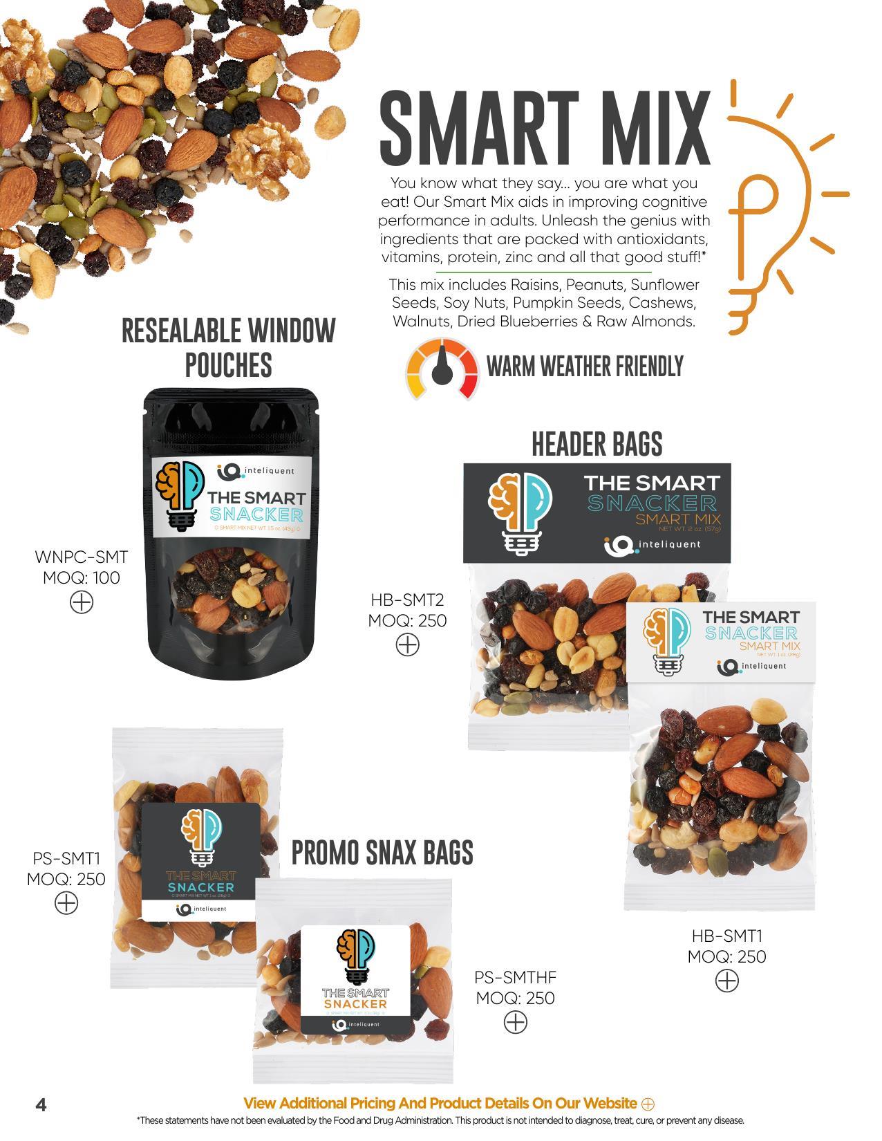 Offering healthy trail mixes and healthy snack alternatives!