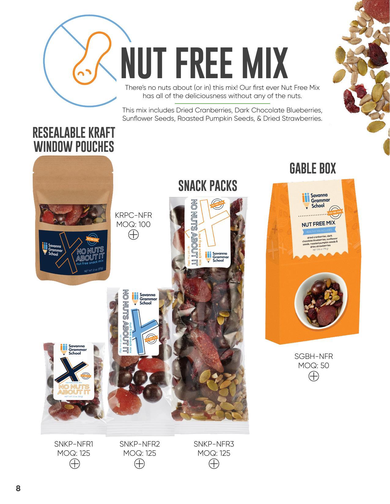 Offering healthy trail mixes and healthy snack alternatives!