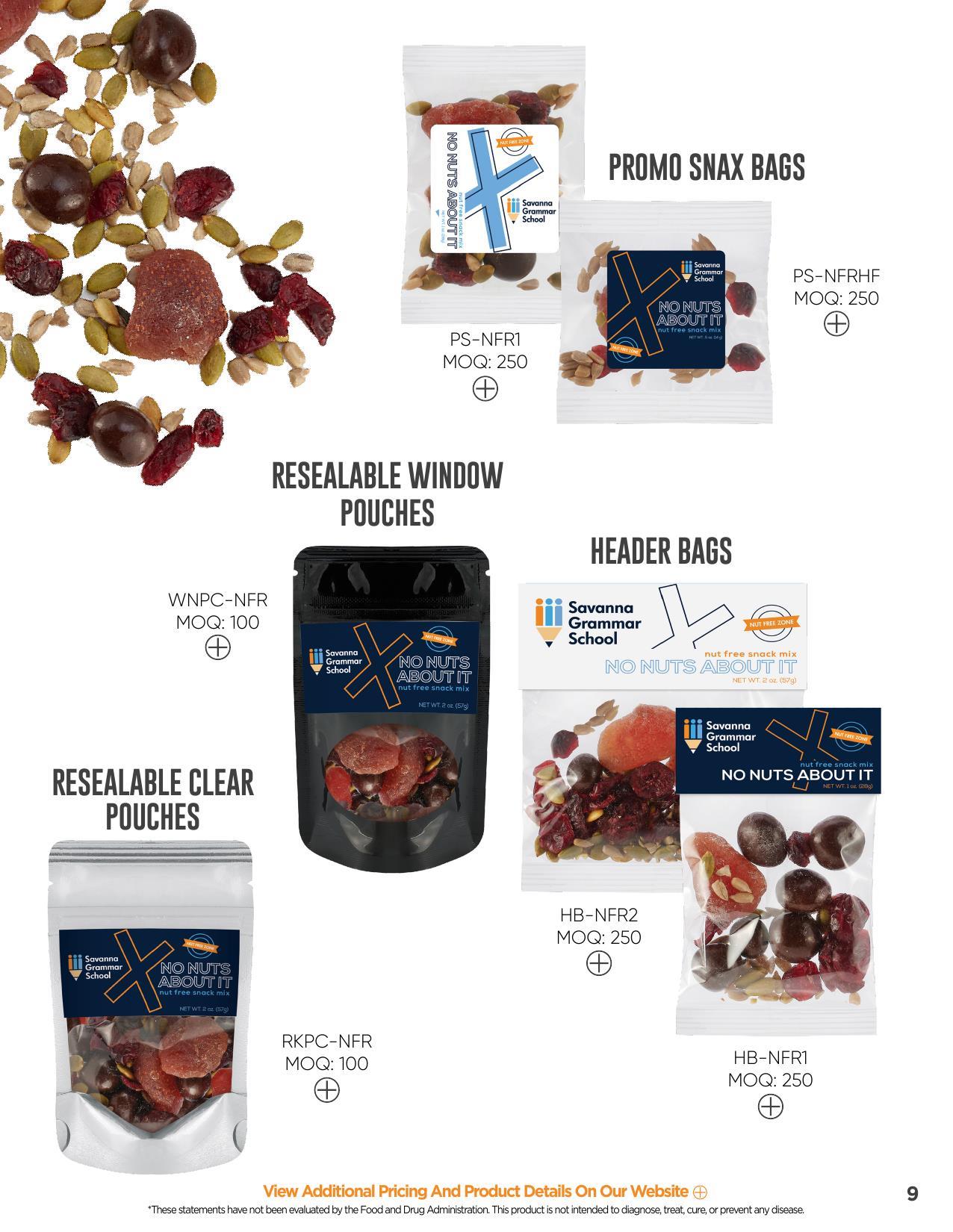 Offering healthy trail mixes and healthy snack alternatives!