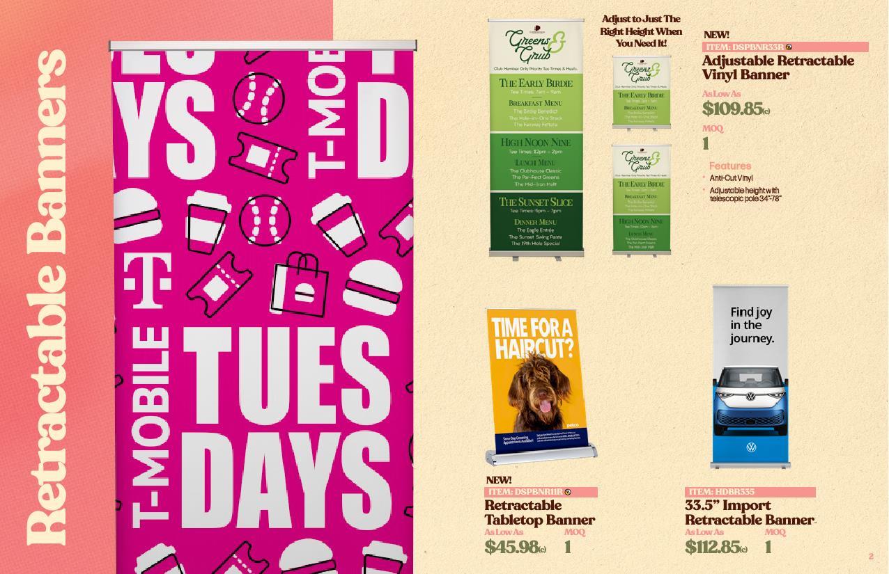 Table throws, banners, backdrops, flags and giveaways.