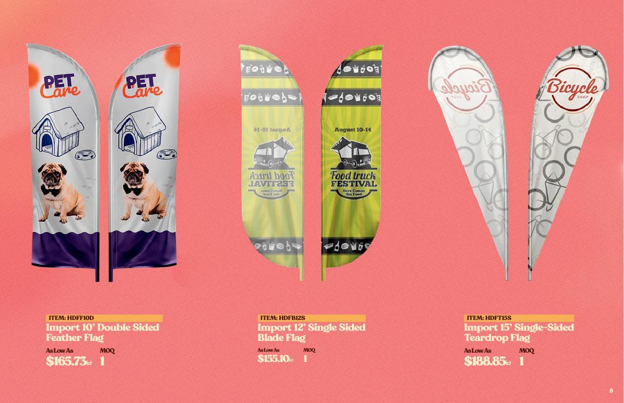 Table throws, banners, backdrops, flags and giveaways.