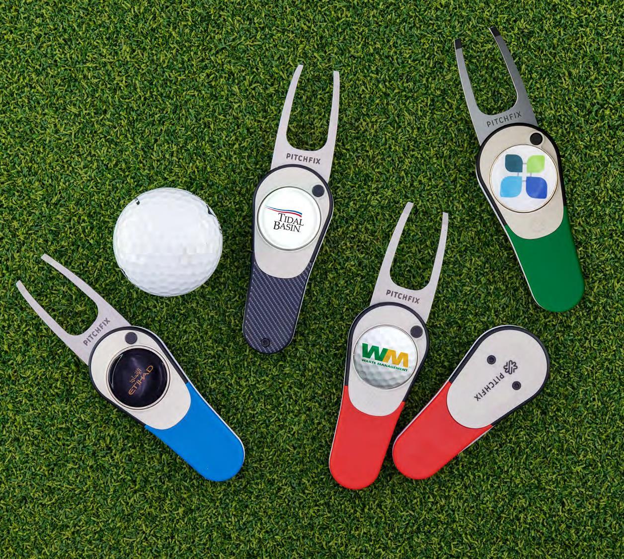 Golf essentials including divot tools, hat clips, &amp; more. Features Pitchfix &amp; Snaps.