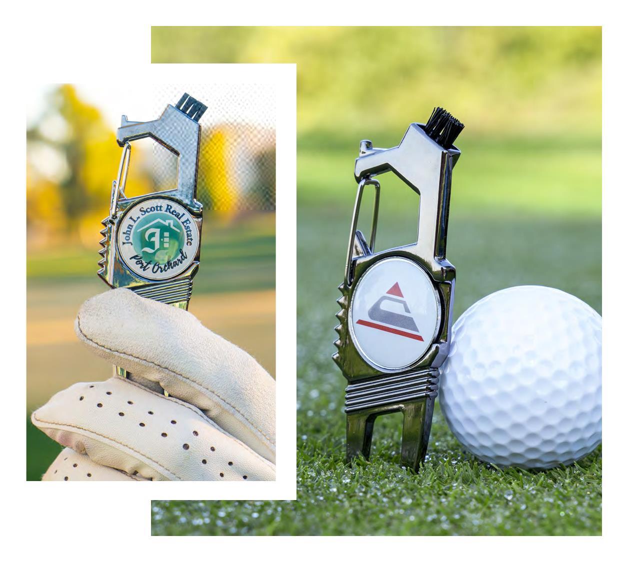 Golf essentials including divot tools, hat clips, &amp; more. Features Pitchfix &amp; Snaps.