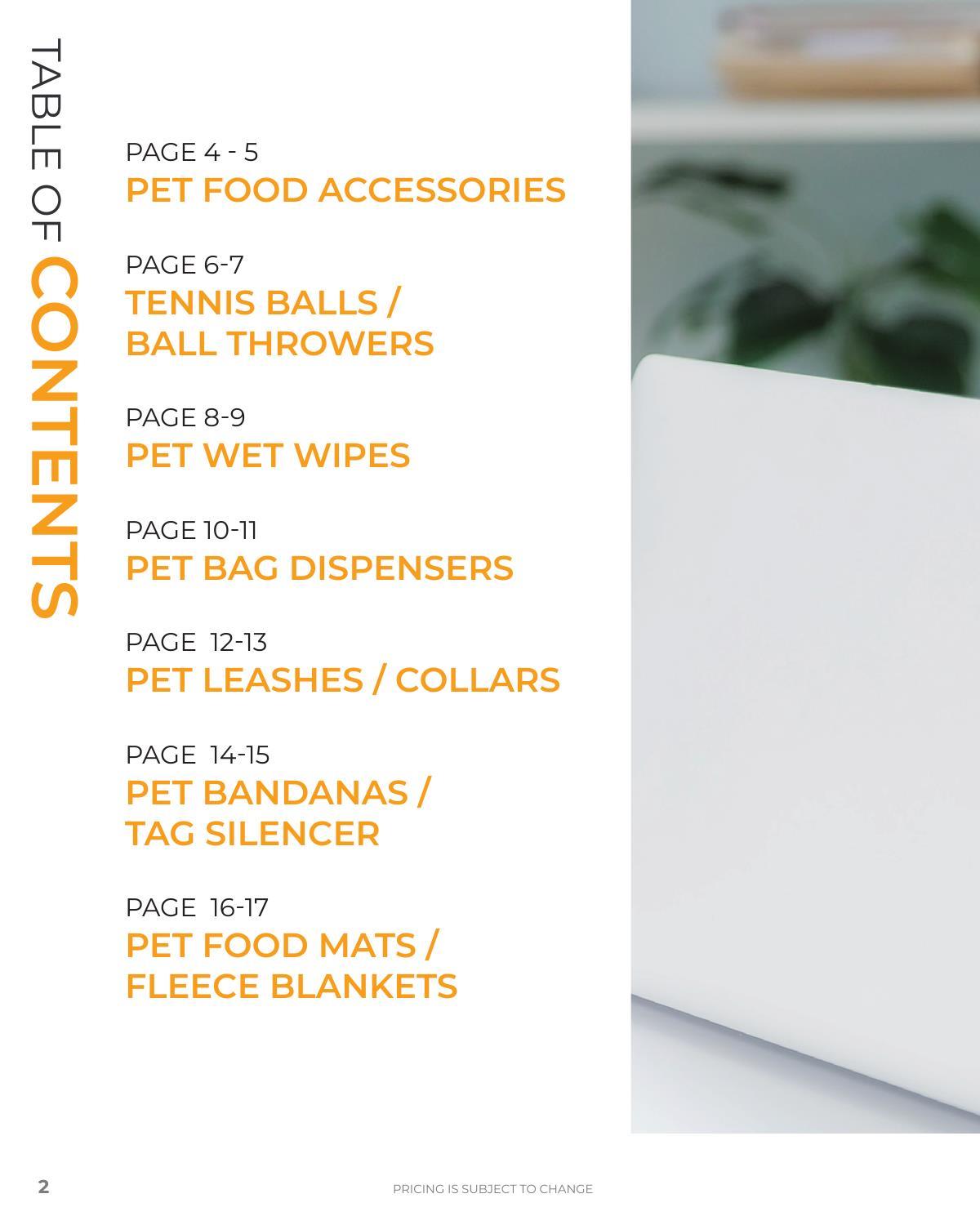Client-friendly catalog featuring popular pet-themed products to support our furry friends