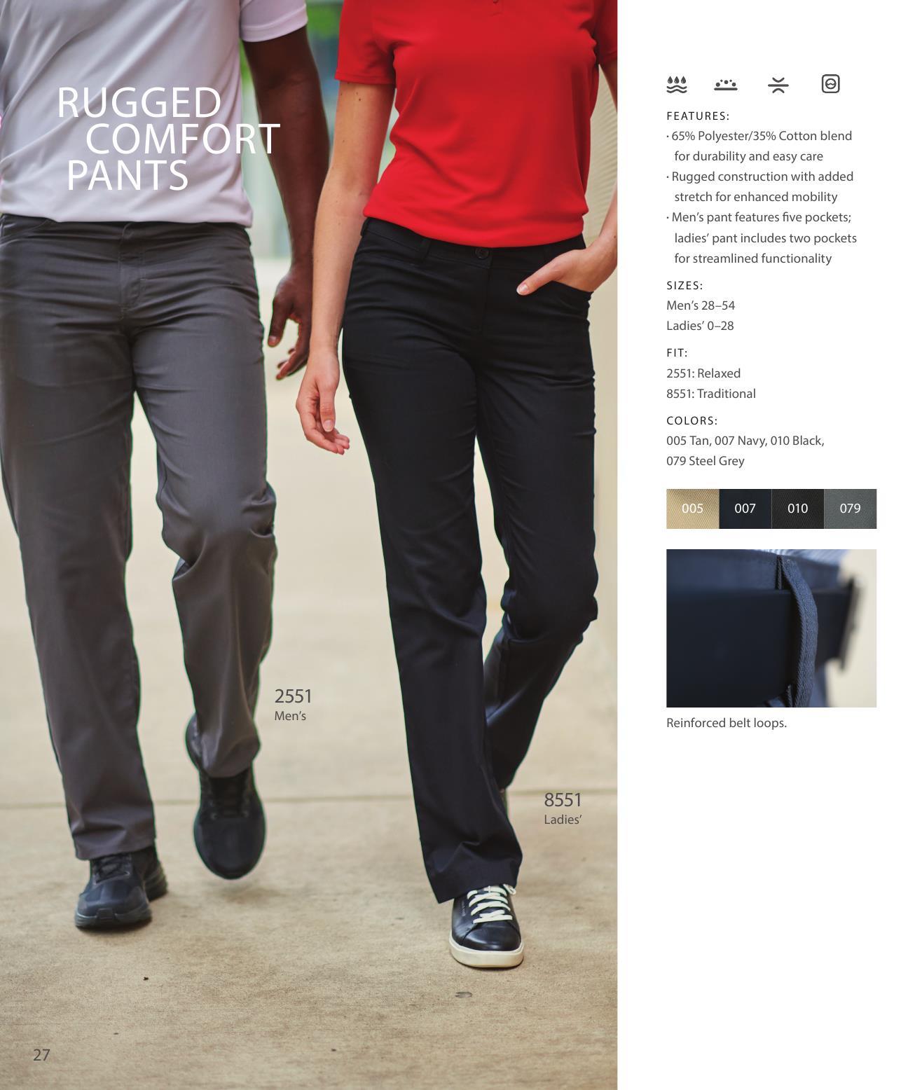 Durable styles engineered to stand up to demanding commercial wash-and-wear cycles.