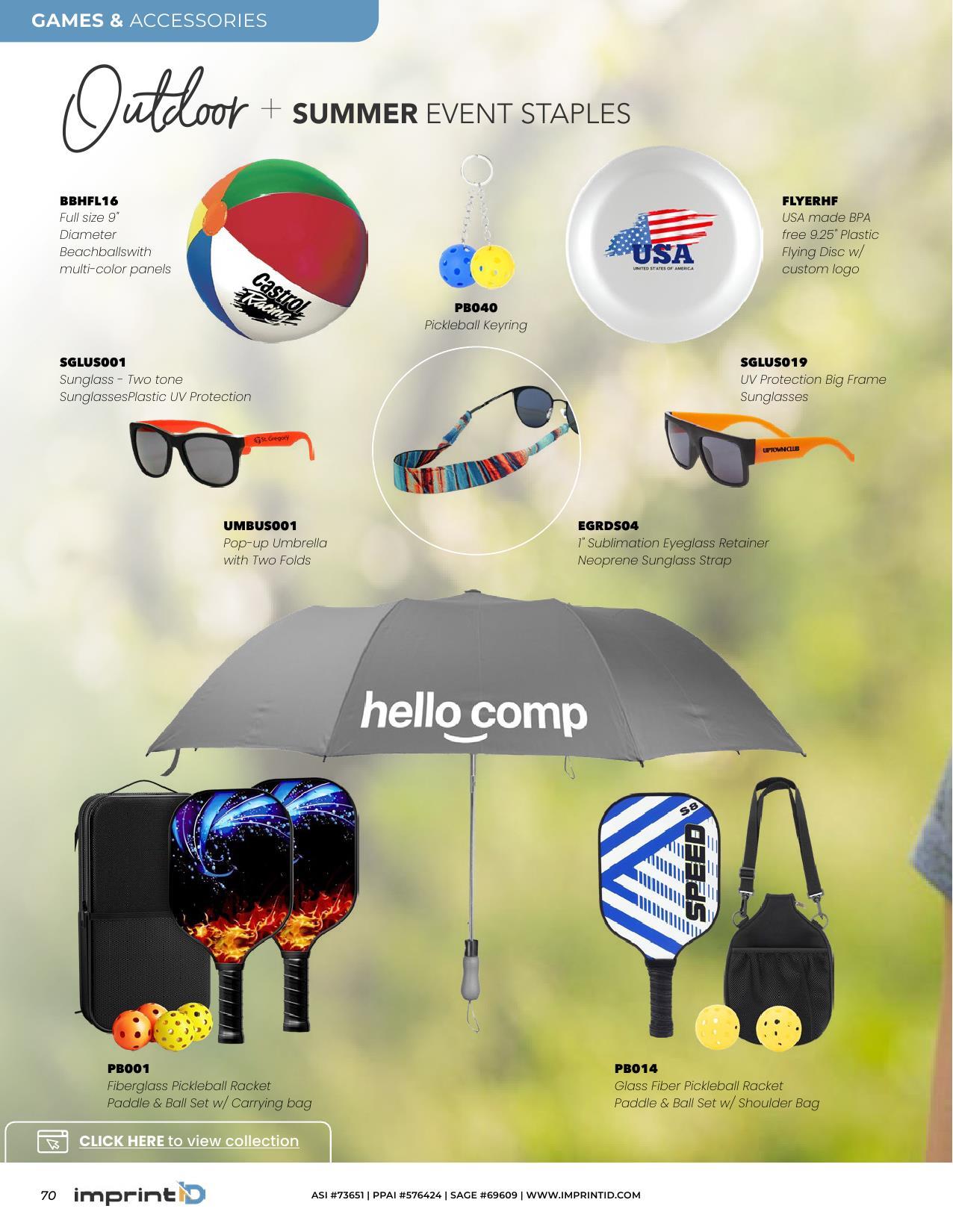 Custom products, sustainable swag, and premium brands for summer success.