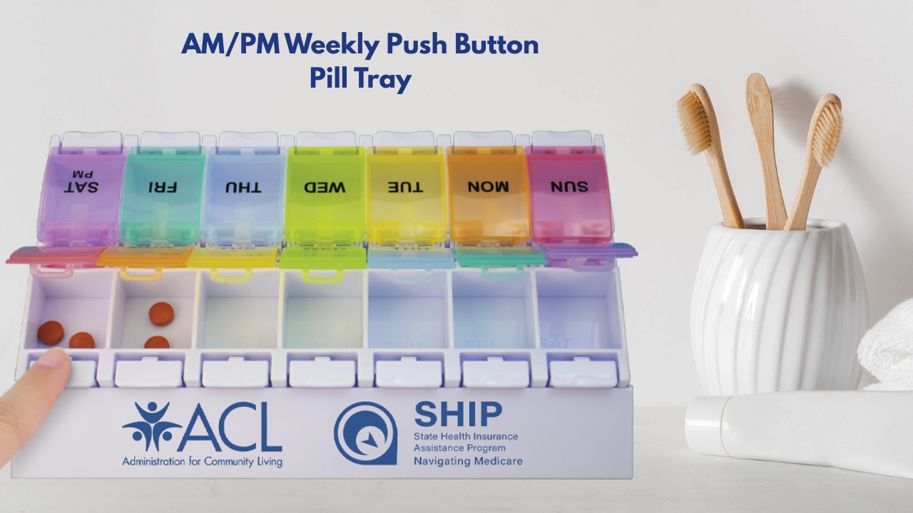 AM/PM Weekly Push Button Pill Tray