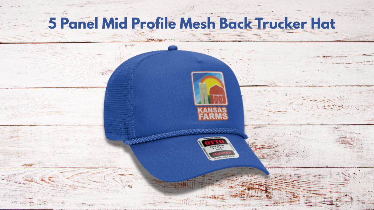 5 Panel Mid Profile Mesh Back Trucker Hat