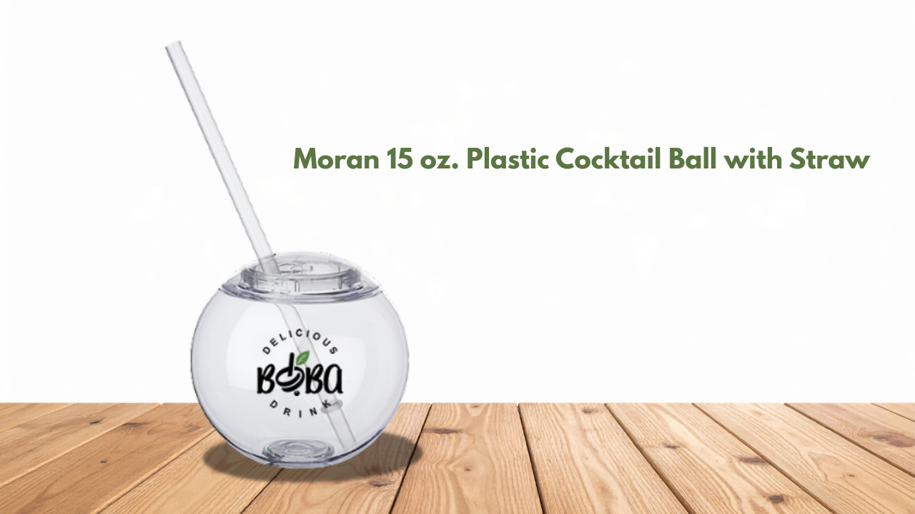 Moran 15 oz. Plastic Cocktail Ball with Straw