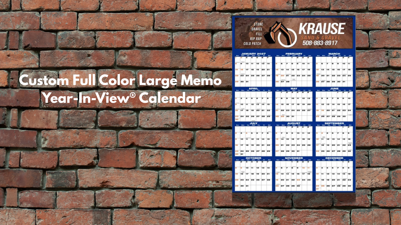 Custom Full Color Large Memo Year-In-View® Calendar