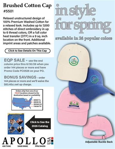 EQP Sale on Trendy Brushed Cotton Cap from Apollo USA