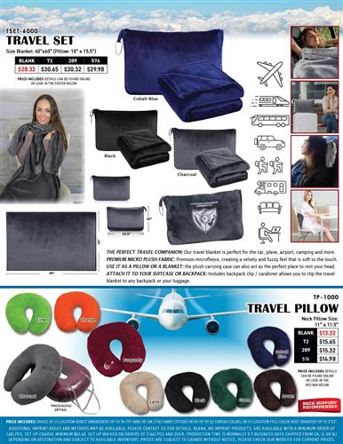 Travel Sets - Pillows &amp; Blankets