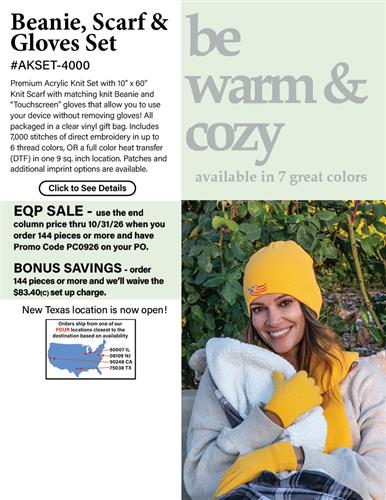 EQP Sale on Beanie, Scarf, Gloves Gift Set