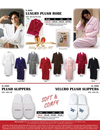 Unisex Plush Robe and Slippers