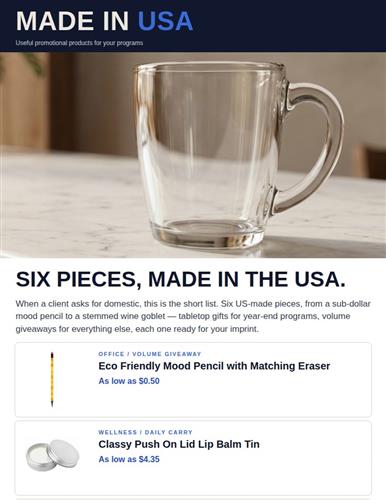 Six Pieces, Made in the USA.