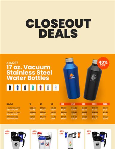 Closeout Deals on Drinkware!