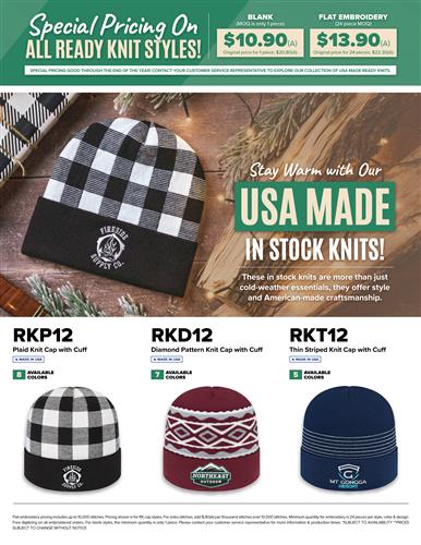 Special Pricing on All Ready Knit Styles!