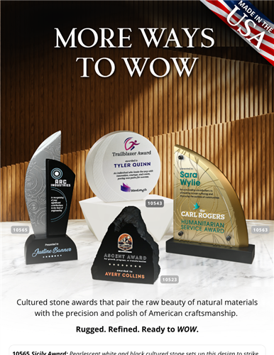Cultured Stone Awards: Distinctive Awards. Made in the USA.