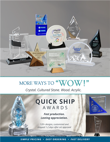 Crystal, Cultured Stone, Wood and Acrylic Awards that WOW