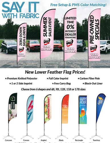 New Lower Prices on Over 100 Styles of Feather Flags from DMP
