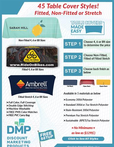 Full Color Printed Table Cover Sale from DMP