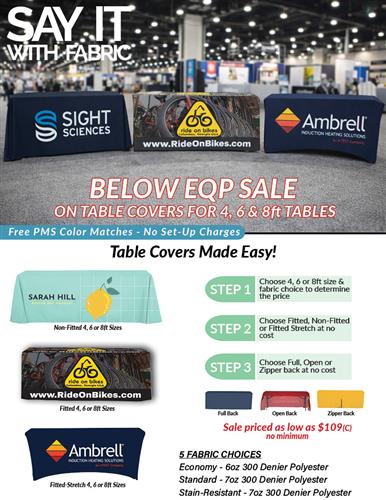 Below EQP Full Color Table Cover Sale from DMP