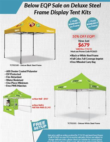 Below EQP sale on Deluxe Steel Frame Display Tent Kits