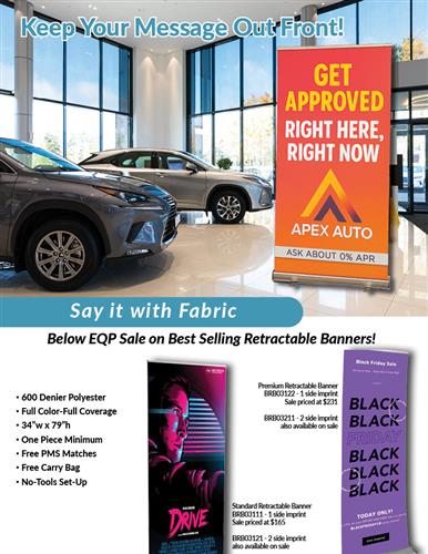 Below EQP Full Color Retractable Banner Sale from DMP