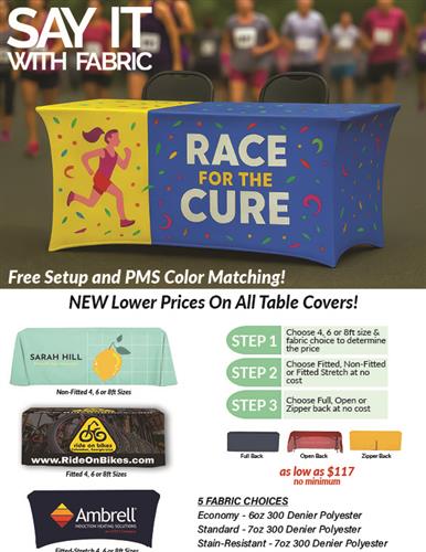 New Lower Below EQP Prices on Table Covers from DMP