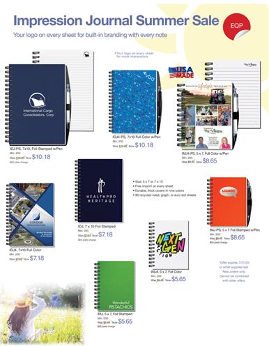 Now through July 31 — Get EQP pricing and a free logo on every sheet!