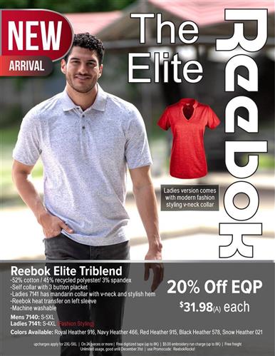 Reebok Elite Triblend Polo