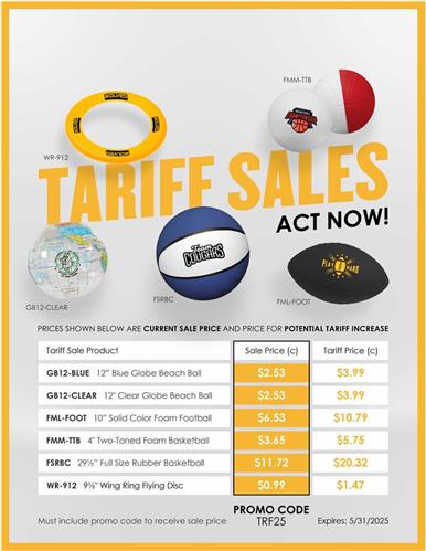 Pre-Tariff Sales Now In Effect