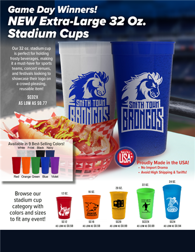 Fill Up on Promo Power – USA-Made 32 oz. Cups Are Here