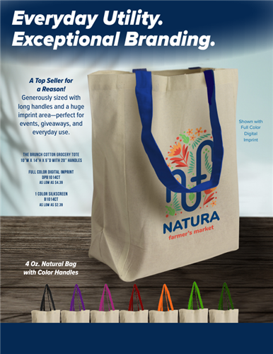 Deliver style, function, and reliable promo impact with the Brunch Tote!
