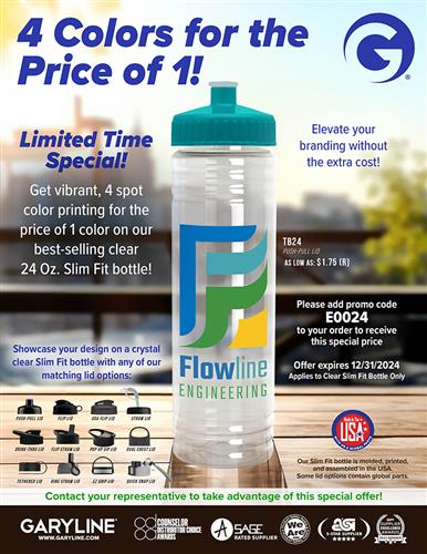 4 Colors for the Price of 1! Limited Time Special on Our Slim Fit Sports Bottle!