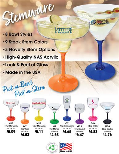 Choose Your Color - Party Perfect Acrylic Stemware - Made in the USA