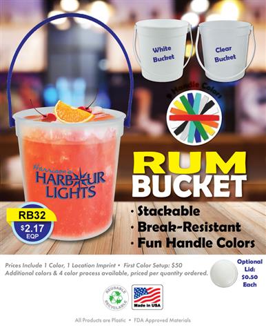 Big Drinks. Bold Colors. 32oz Rum Buckets Are Here.