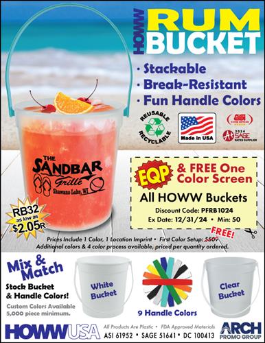 EQP+FREE Screen on HOWW Rum Buckets! Made in the USA