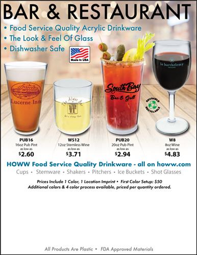 Food Service Quality Acrylic Drinkware - Made in the USA!