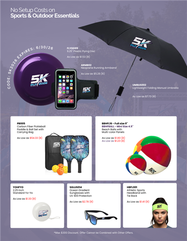 No Setup Costs on Sports &amp; Outdoor Essentials