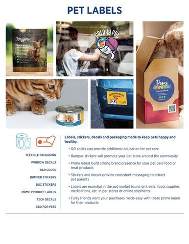 Labels, stickers, decals and packaging made to keep pets happy and healthy