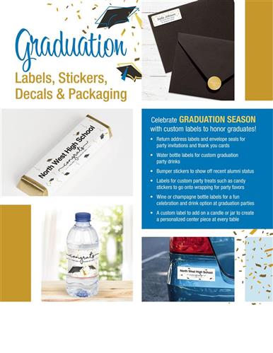 Celebrate graduation season with custom labels to honor graduates!
