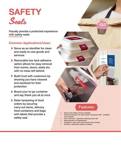 Visually provide a protected experience with safety seals